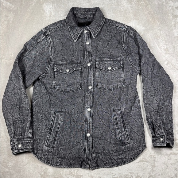 Blank NYC Jackets & Blazers - NWOT Blank NYC Quilted Acid Wash Faded Black Button Front Chore Coat Jacket M